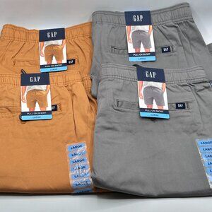 GAP Men's Drawstring Elastic Waistband Shorts, Lot of 4 (2 Gray/2 Brown) Large